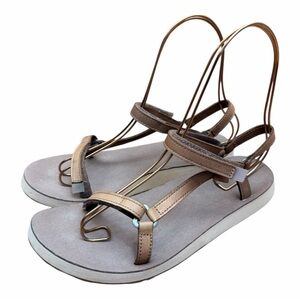 Teva womens size 8 Original Universal Slim Lea Stylish Brown Sandals for Women